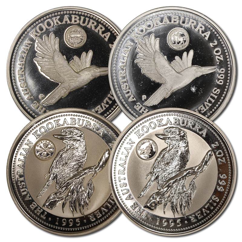 1995 Kookaburra 2oz Silver - Commemorative Florin Privy 4 Coin Set