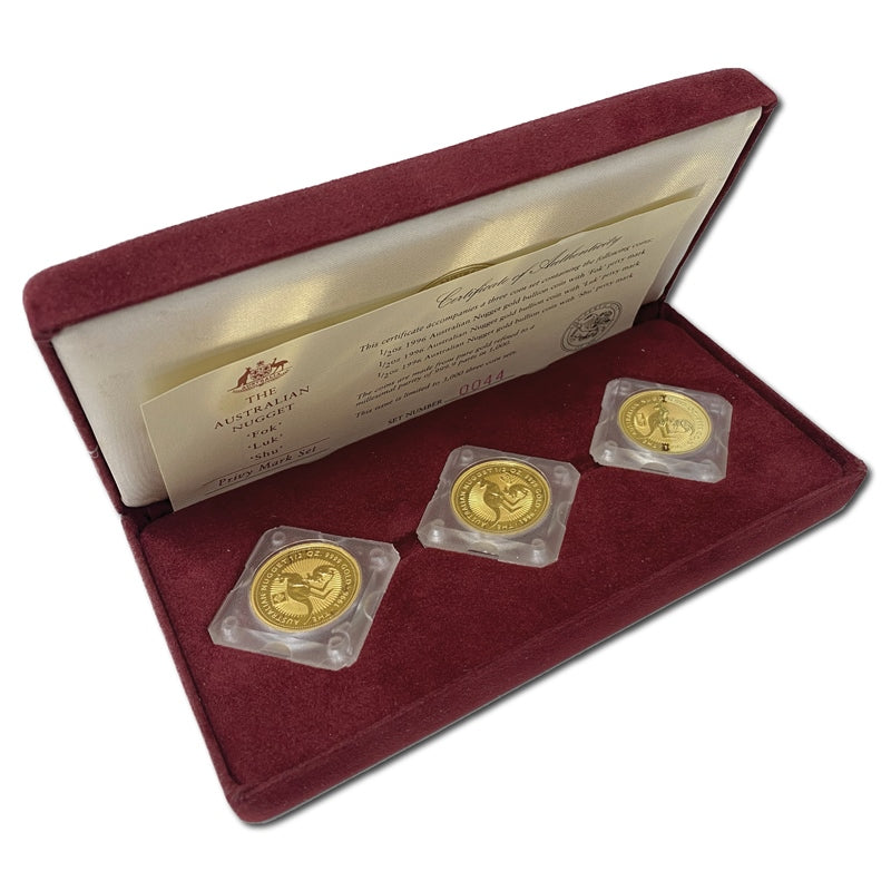 1996 Australian Nugget 'Fok, Luk, Shu' 3 Coin Gold Set