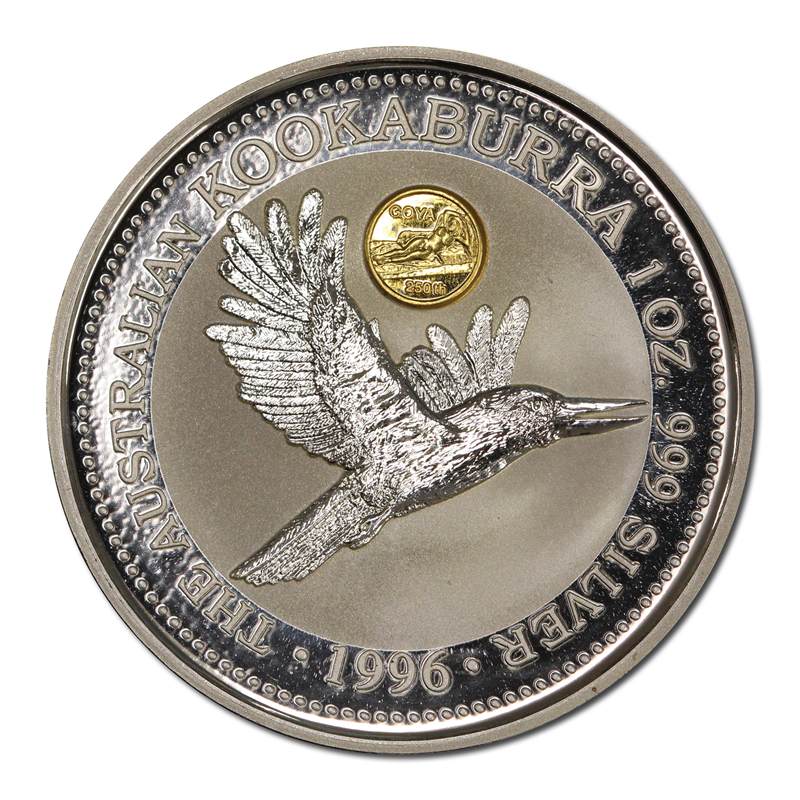 1996 Kookaburra 1oz Silver UNC - Goya Gold Privy Mark