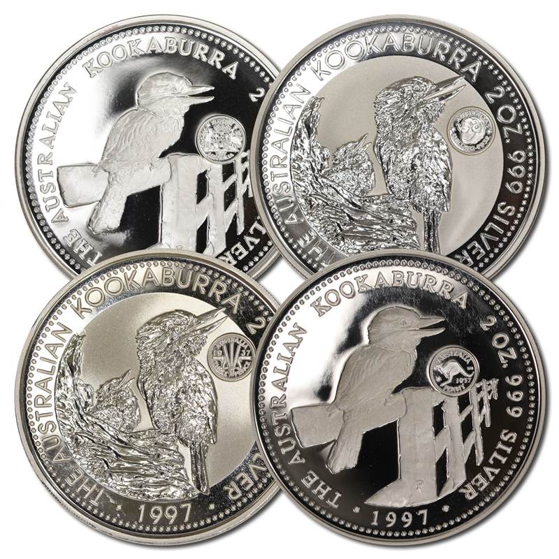 1997 Kookaburra 2oz Silver UNC -  Set of 4