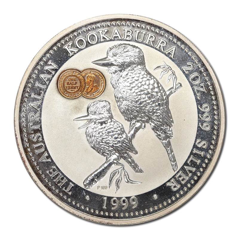 1999 Kookaburra $2 2oz Silver (1923 Half Penny Privy Mark) UNC