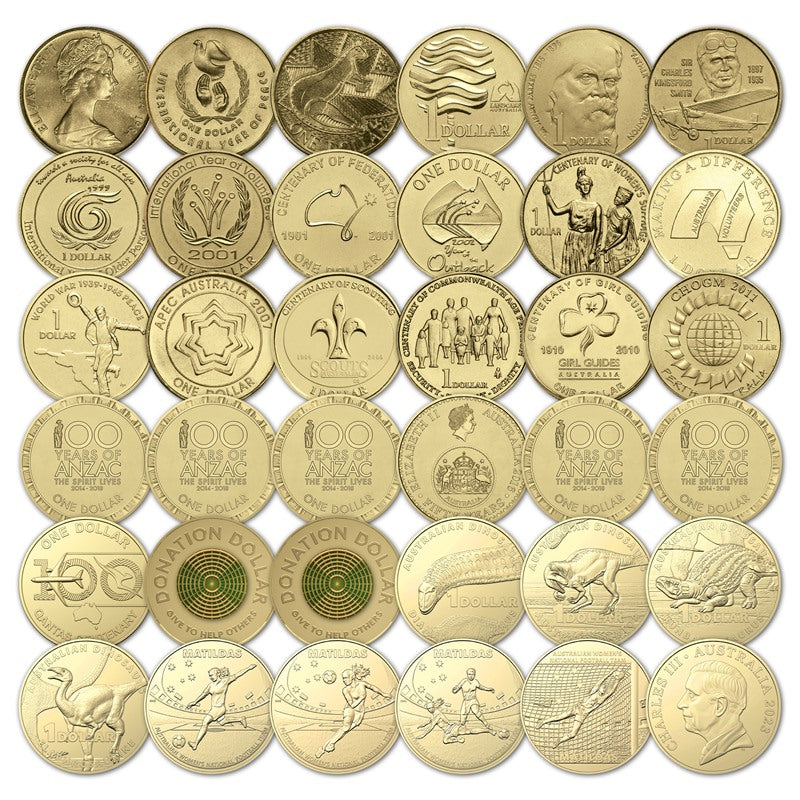 $1 1984-2023 36 Coin Collection UNC – M.R.Roberts - Wynyard Coin