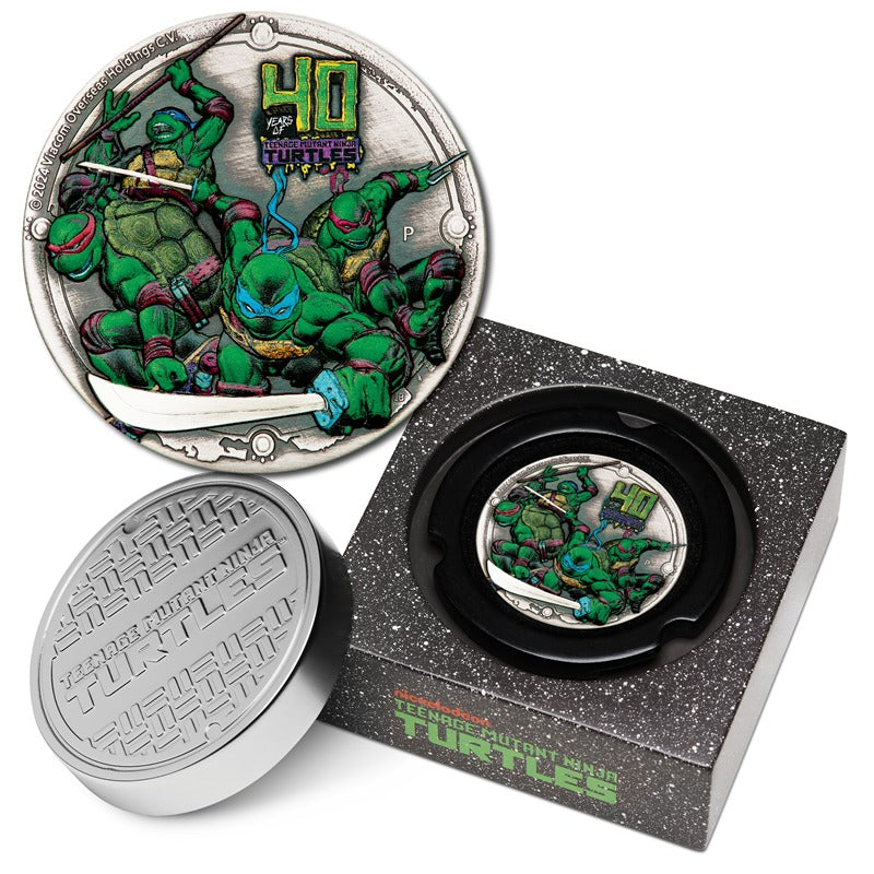 Tuvalu 2024 Teenage Mutant Ninja Turtle - Antiqued 2oz Silver Coloured