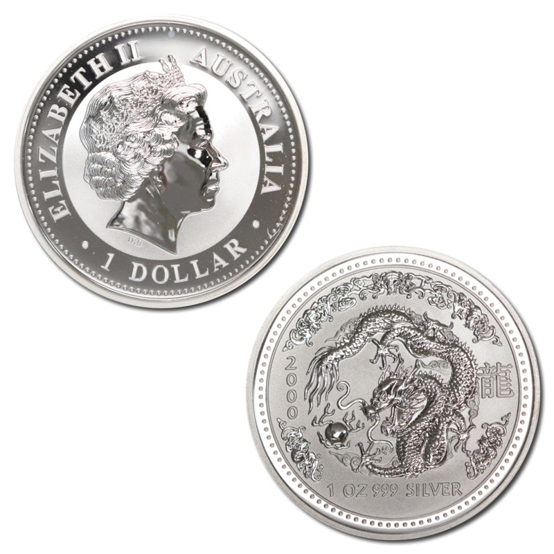 2000 Year of the Dragon 1oz Silver UNC