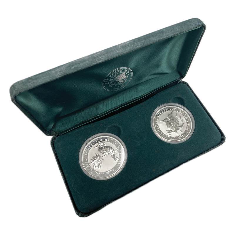 2000-2001 Kookaburra $1 1oz Silver two coin UNC