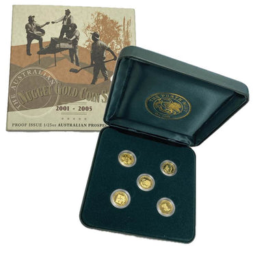 2001-2005 Australian Nugget Prospector 1/25oz Gold Proof Set of 5