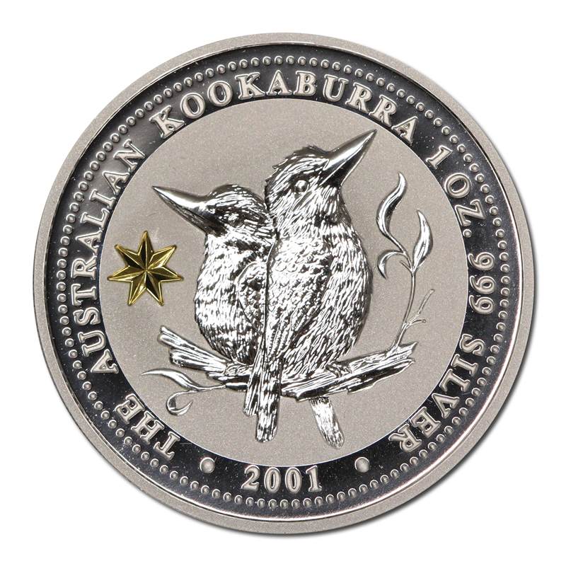 2001 Kookaburra Federation Gold Privy $1 1oz Silver UNC
