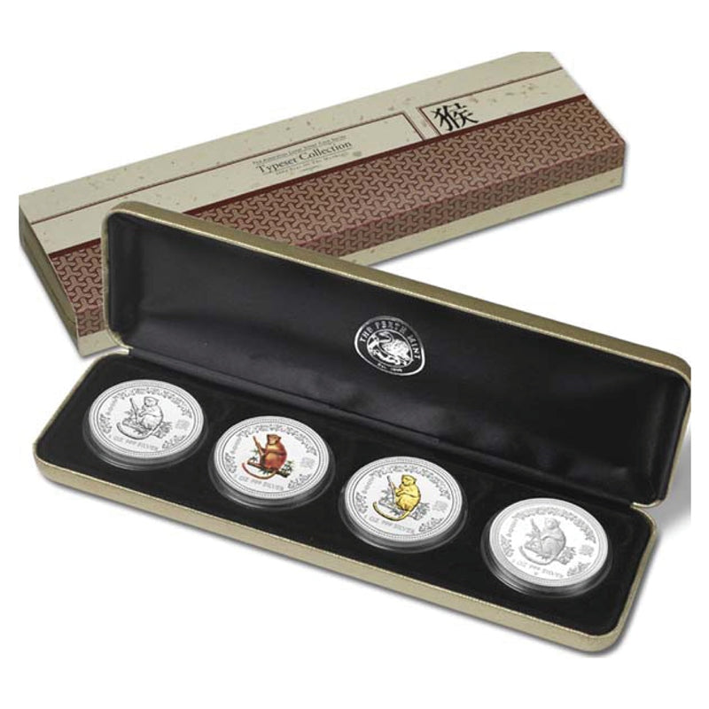 2004 Year of the Monkey 4 Coin 1oz Silver Type Set