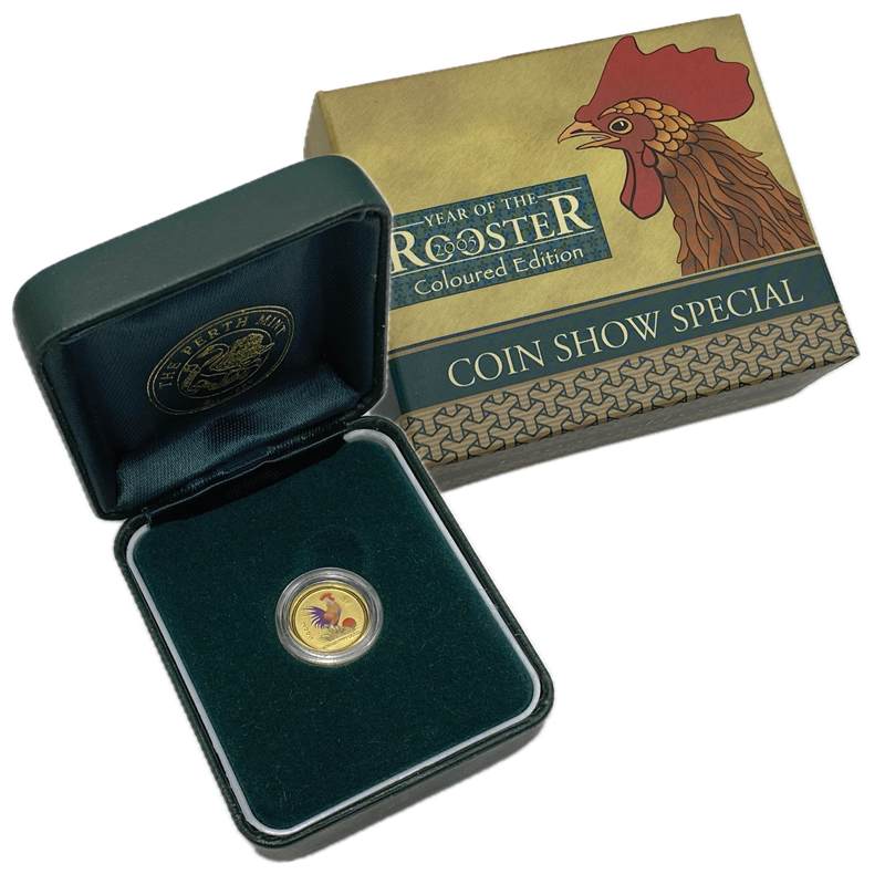 2005 Year of the Rooster Coloured 1/20oz Gold