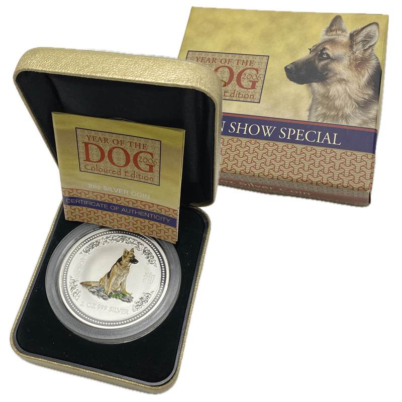2006 Year of the Dog Coloured 2oz Silver - Coin Show Special