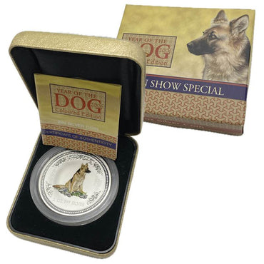 2006 Year of the Dog Coloured 2oz Silver - Coin Show Special