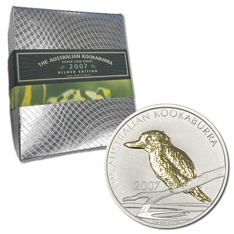 2007 Australian Kookaburra Gilded 1oz Silver