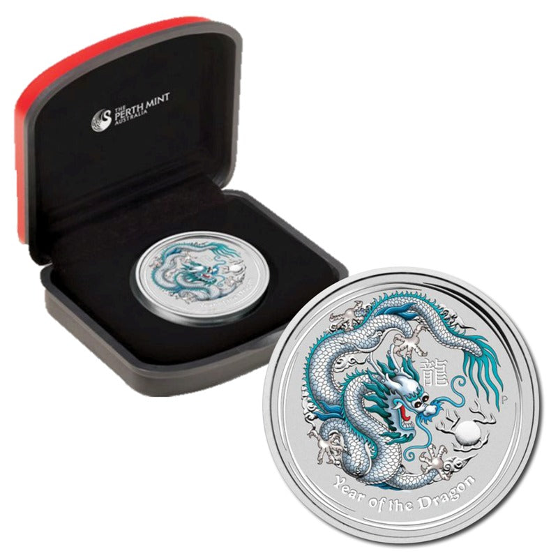 2012 Year of the Dragon Coloured 1oz Silver ANA Proof – M.R.
