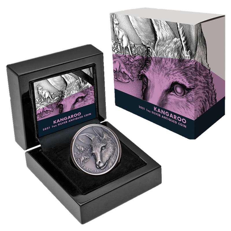 2021 Kangaroo 1oz Silver Antiqued
