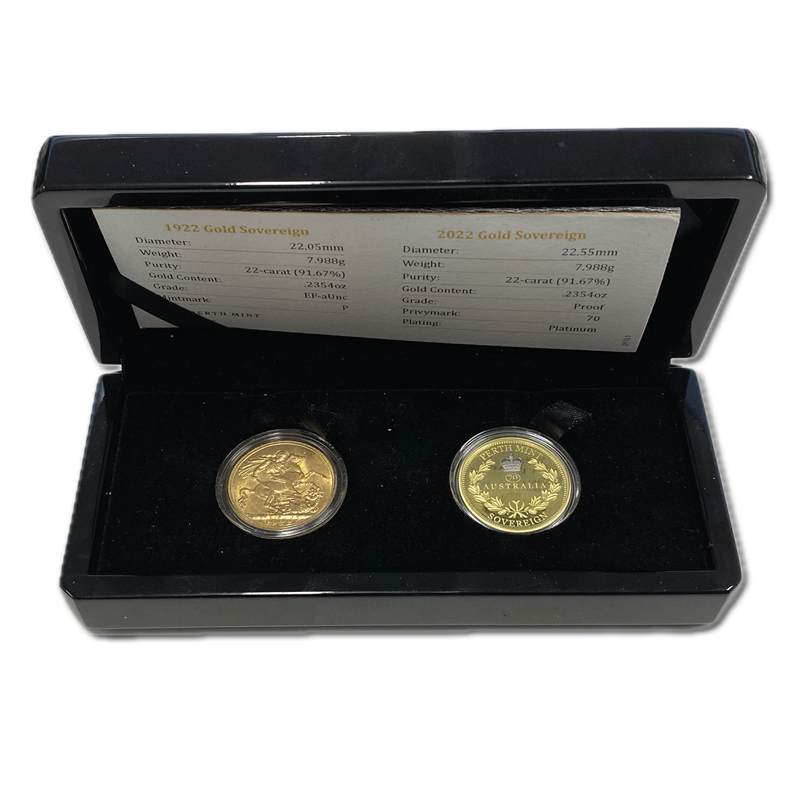 1922 & 2022 Perth Gold Sovereign Centenary Pair