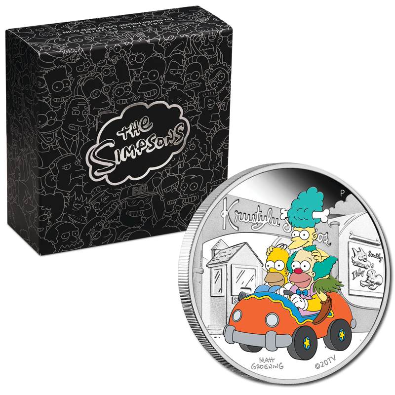 2022 The Simpsons Krusty Lu Studio 1oz Coloured Silver