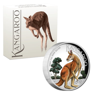 2023 Kangaroo 1oz Silver Colour High Relief