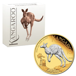 2024 Australian Kangaroo 2oz Silver Reverse Gilded Coin