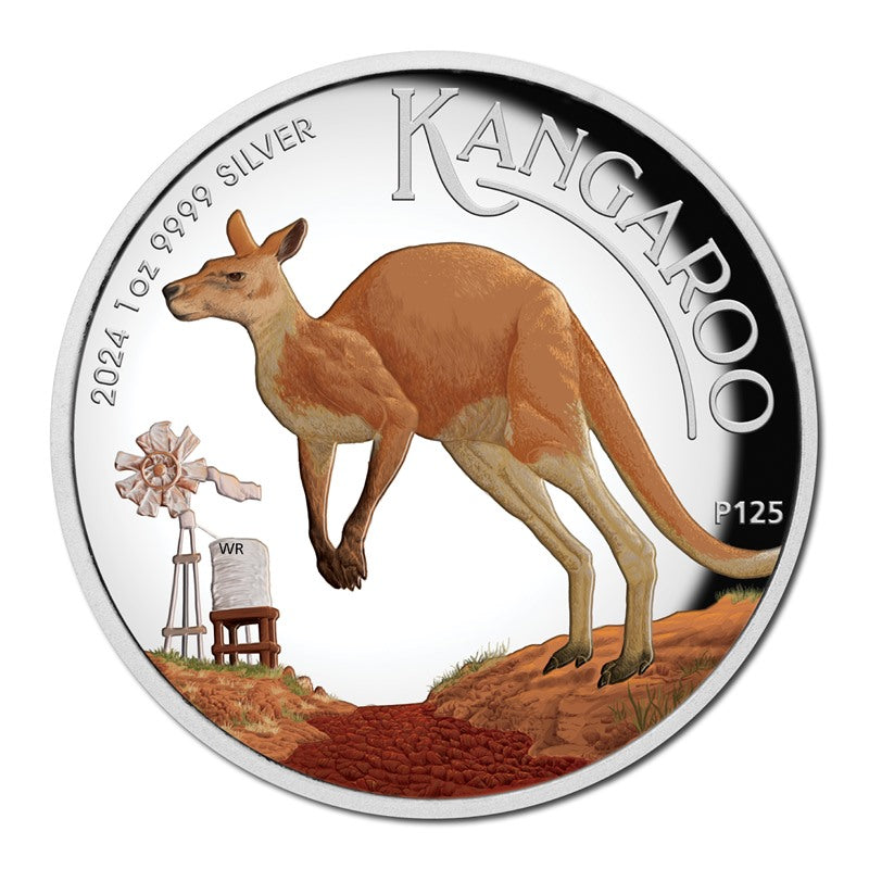 2024 Kangaroo 1oz Silver Colour High Relief