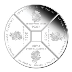 Tuvalu 2024 Year of the Dragon Quadrant 1oz Silver 4 Coin Set