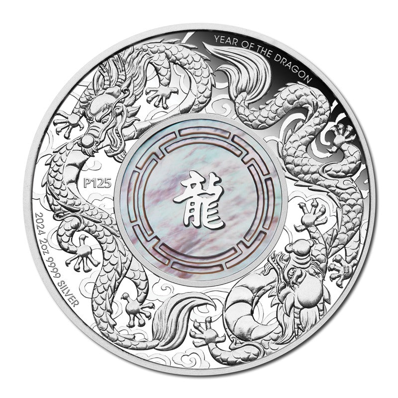 2024 Double Dragon with Mother of Pearl 2oz Silver Proof