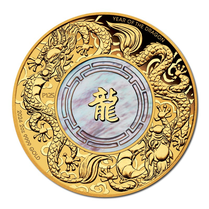 2024 Double Dragon with Mother of Pearl 2oz Gold Proof