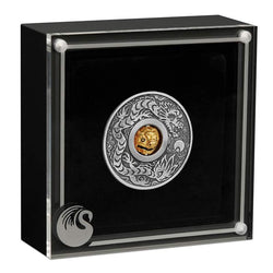 Tuvalu 2024 Year of the Dragon Rotating Charm Antiqued 1oz Silver
