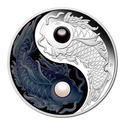 Tuvalu 2024 Yin Yang Koi Coloured 5oz Silver Proof with Pearls