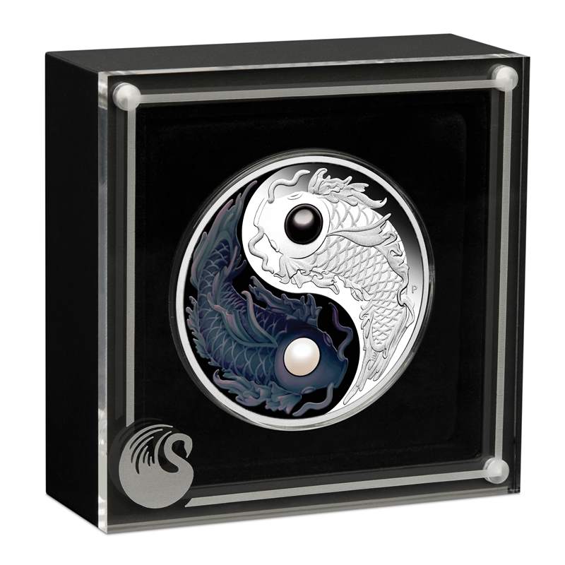 Tuvalu 2024 Yin Yang Koi Coloured 5oz Silver Proof with Pearls