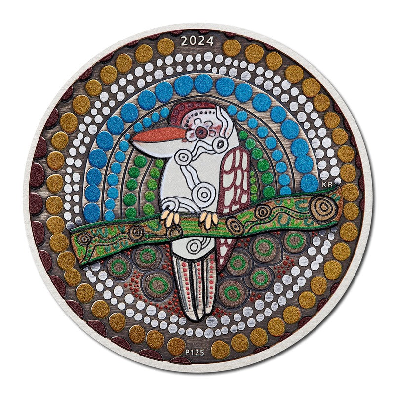 2024 Kookaburra Kaa Kaa 2oz Silver Antiqued Coloured Coin