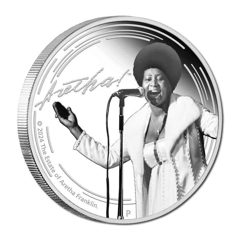 Tuvalu 2024 Aretha Franklin Coloured 1oz Silver Proof