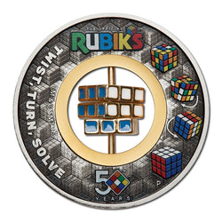 Tuvalu 2024 Rubik's Cube 50th Anniversary 2oz Silver Coloured Antiqued