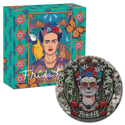 Tuvalu 2024 Frida Kahlo 2oz Silver Antiqued Coloured