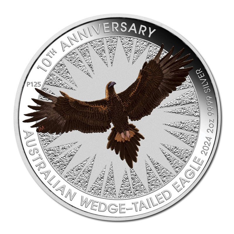 2024 Wedge-tailed Eagle 10th Anniversary 2oz Silver Coloured