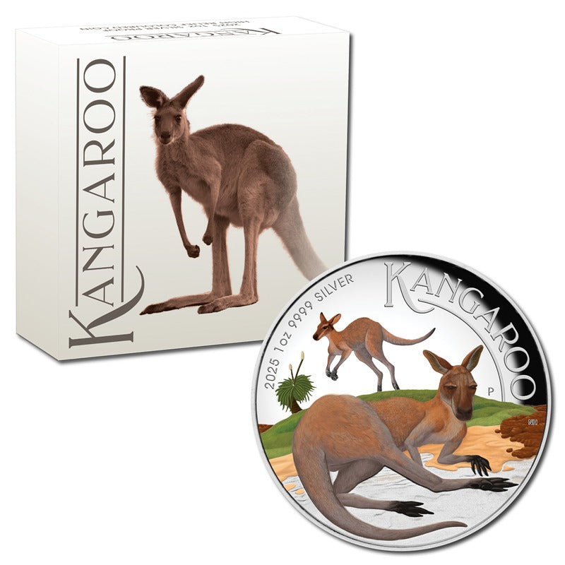 2025 Kangaroo 1oz Silver Colour High Relief