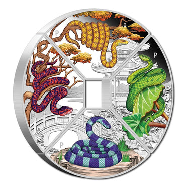 Tuvalu 2025 Year of the Snake Quadrant 1oz Silver 4 Coin Set