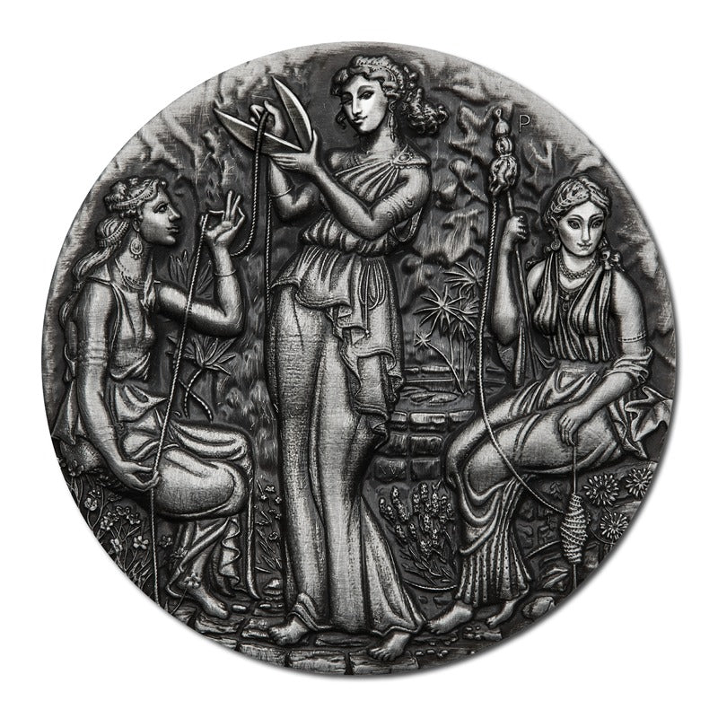 Tuvalu 2025 Fate - The Moirai 2oz Silver Antiqued High Relief