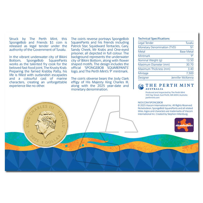 Tuvalu 2025 $1 SpongeBob & Friends UNC
