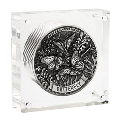 2025 Butterfly 2 Kilo Silver High Relief Antiqued