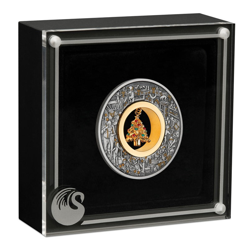 2025 Santa's Workshop 2oz Silver Antiqued Coloured Coin