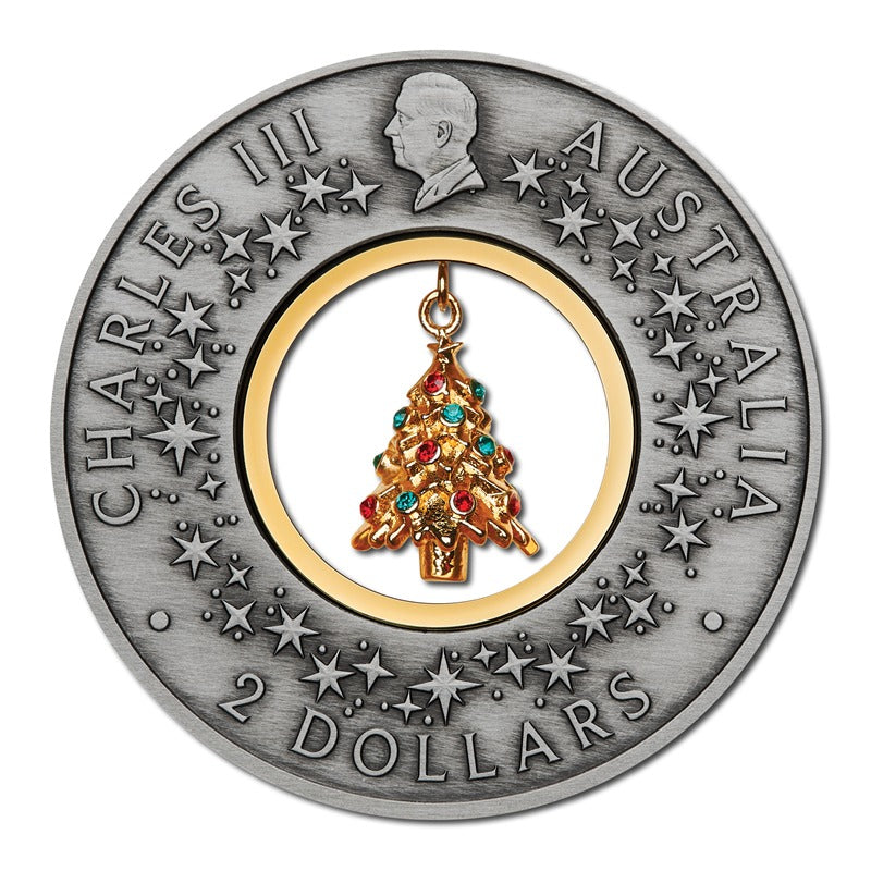 2025 Santa's Workshop 2oz Silver Antiqued Coloured Coin