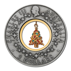 2025 Santa's Workshop 2oz Silver Antiqued Coloured Coin