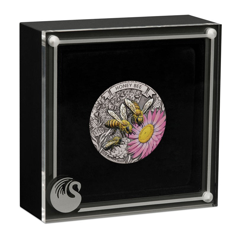 2025 Honey Bee 2oz Silver Antiqued Coloured Coin