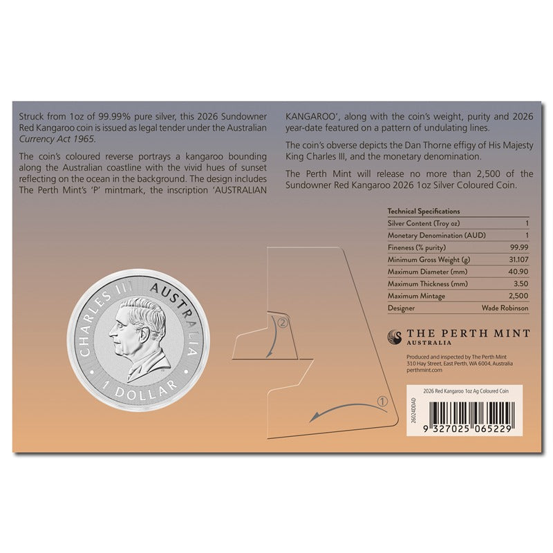 2026 Sundowner Red Kangaroo Coloured 1oz Silver