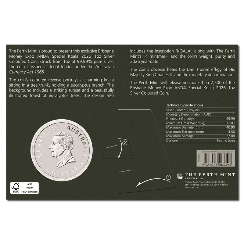 2026 Koala Coloured 1oz Silver - Brisbane ANDA Expo