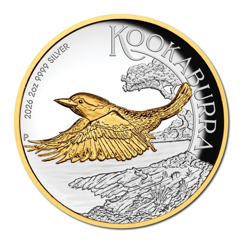 2026 Kookaburra 2oz Silver Proof High Relief Gilded