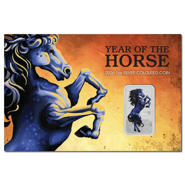 2026 Year of the Horse Coloured 1oz Silver Rectangular UNC