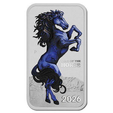2026 Year of the Horse Coloured 1oz Silver Rectangular UNC
