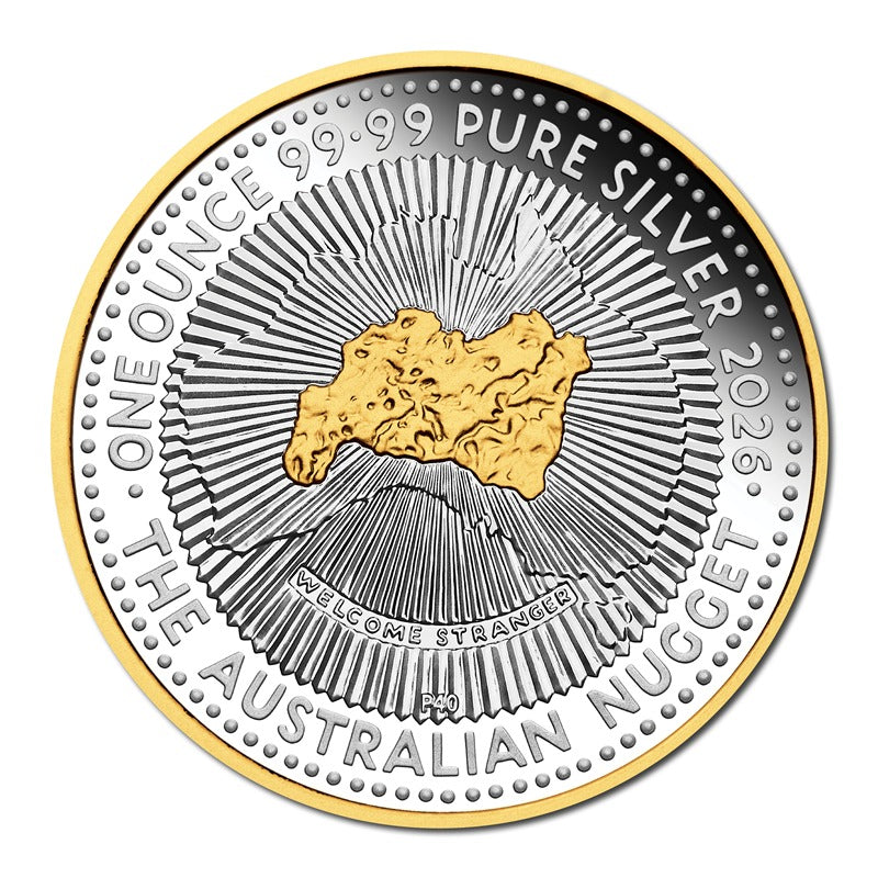 2026 Australian Nugget 40th Anniversary Gilded 1oz Silver Proof