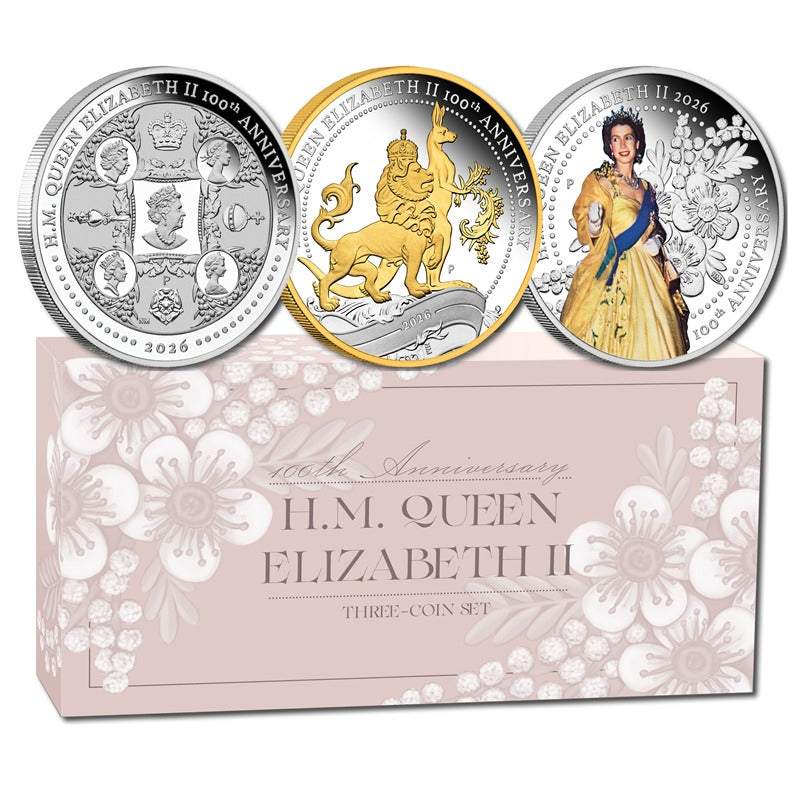 2026 HM Queen Elizabeth II 100th Anniversary 1oz Silver Three Coin Set